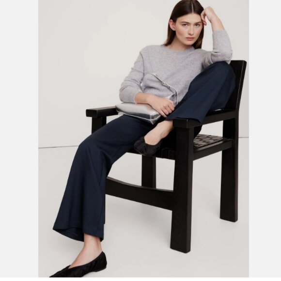 Banana Republic Large Navy High-Rise Wide-Leg Cropped Everywhere Ponte Pant - Picture 3 of 15